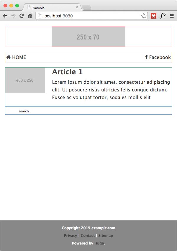 Page at 600px wide, with article sections floated