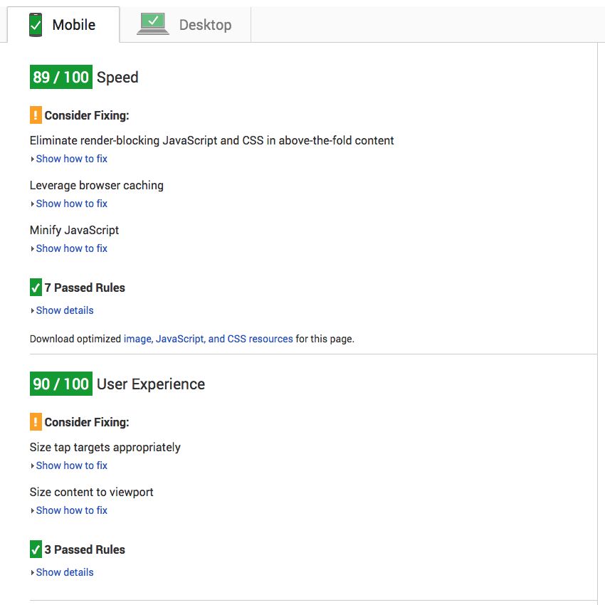 jbrodriguez.io PageSpeed Insight scores